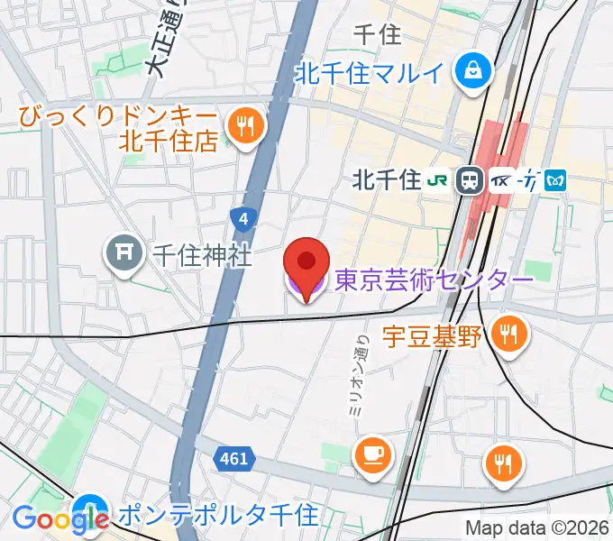 東京芸術センター ピアノラウンジの地図