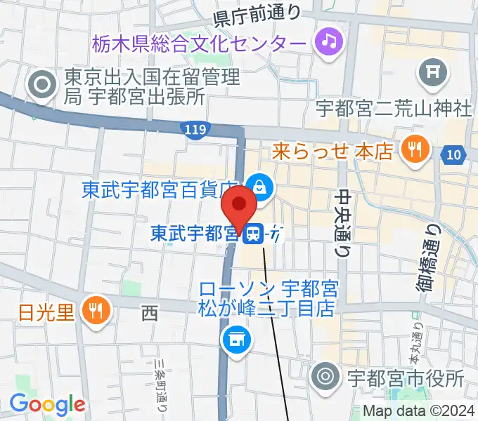 宇都宮ヘブンズロックの地図