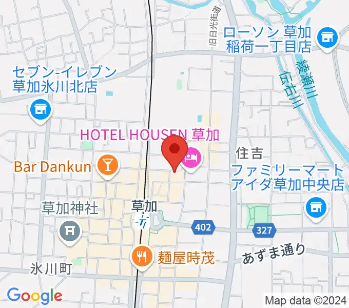 草加シュガーヒルの地図