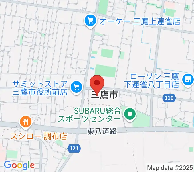 三鷹市公会堂の地図