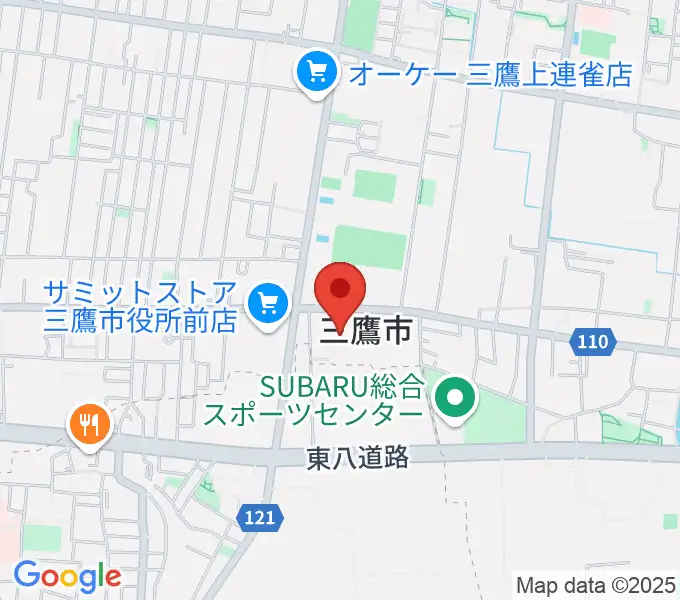 三鷹市公会堂の地図
