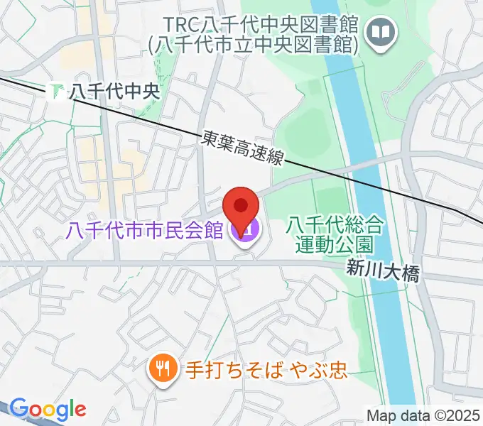 八千代市市民会館の地図