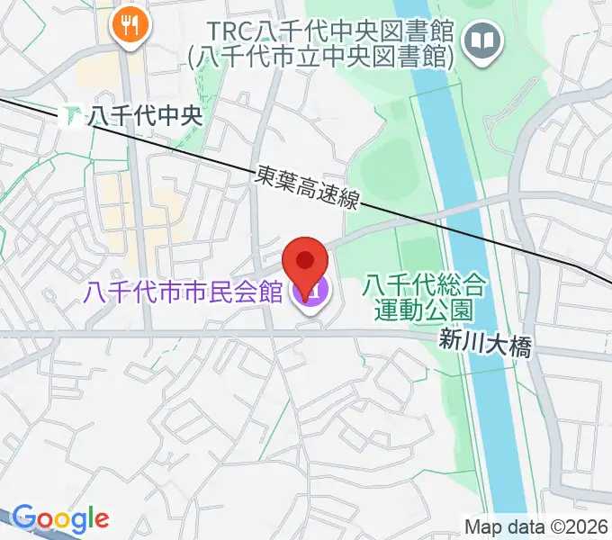 八千代市市民会館の地図