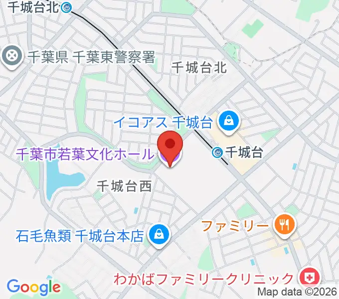 千葉市若葉文化ホールの地図