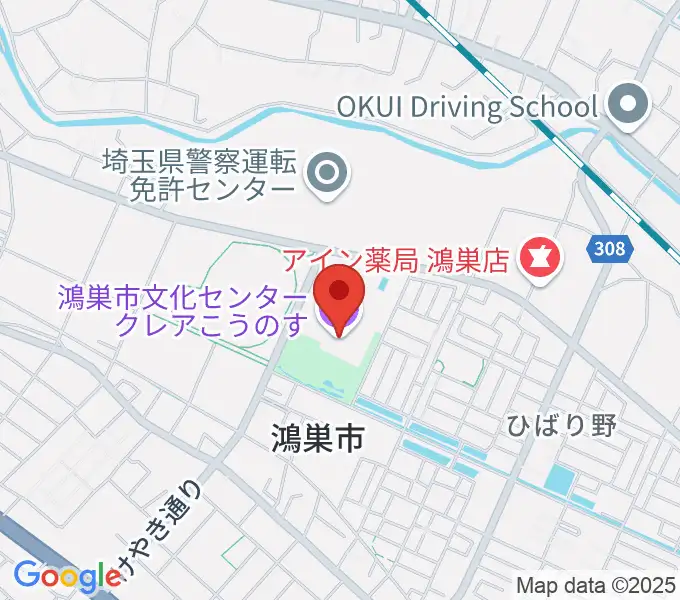 鴻巣市文化センター クレアこうのすの地図
