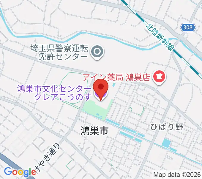 鴻巣市文化センター クレアこうのすの地図