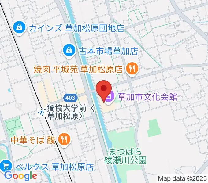 草加市文化会館の地図