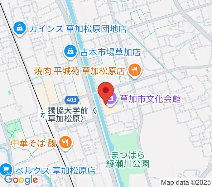 草加市文化会館の地図
