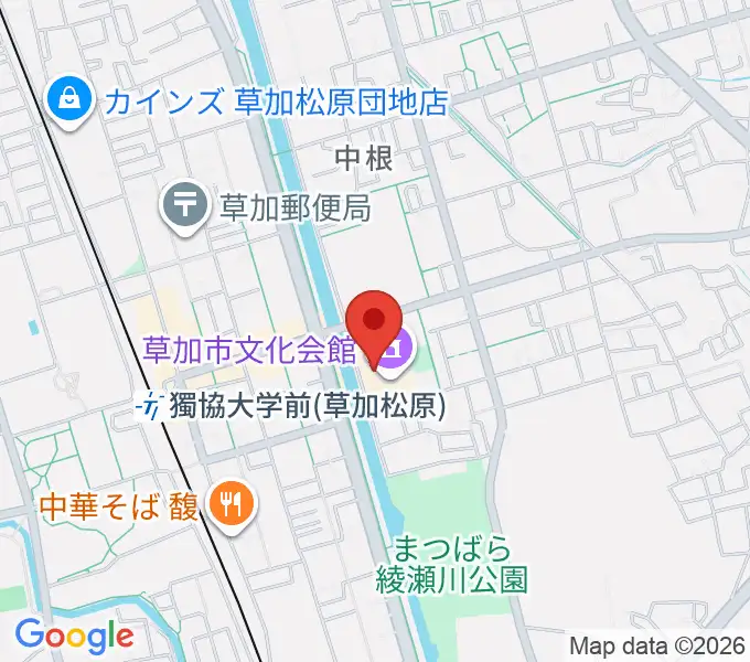 草加市文化会館の地図