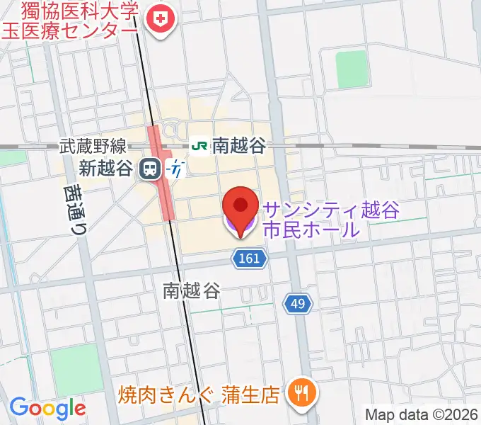 越谷サンシティホールの地図