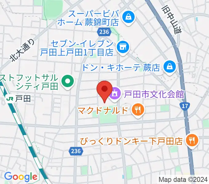 戸田市文化会館の地図