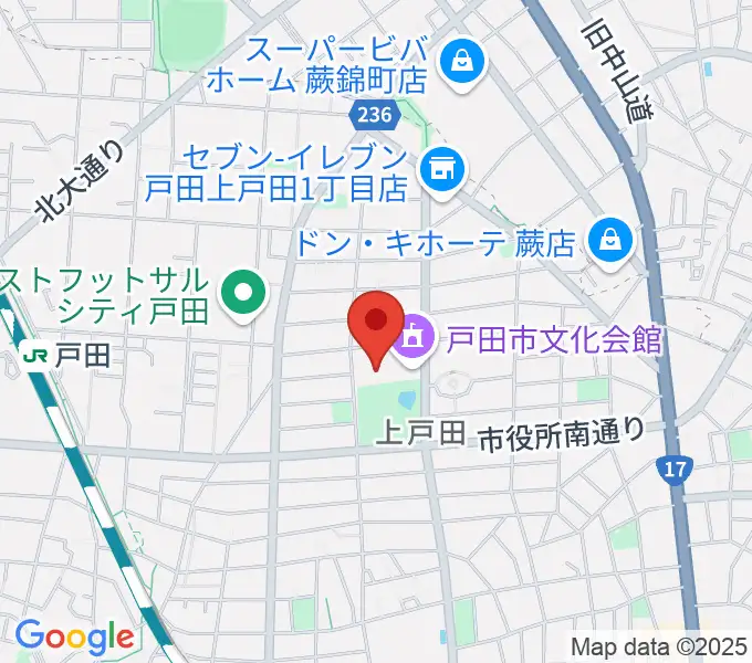 戸田市文化会館の地図