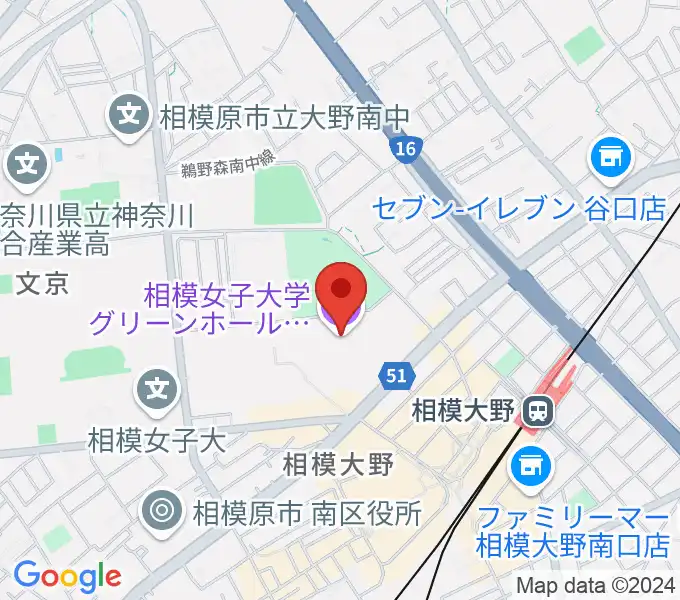 相模女子大学グリーンホールの地図