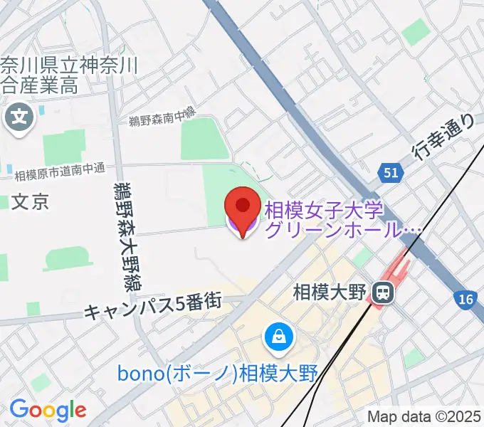 相模女子大学グリーンホールの地図