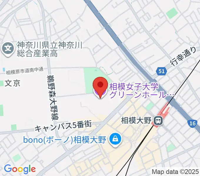 相模女子大学グリーンホールの地図