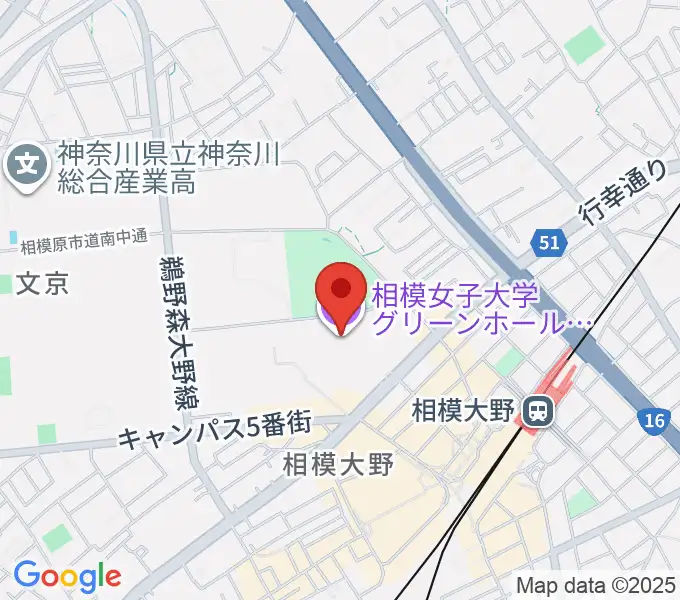 相模女子大学グリーンホールの地図