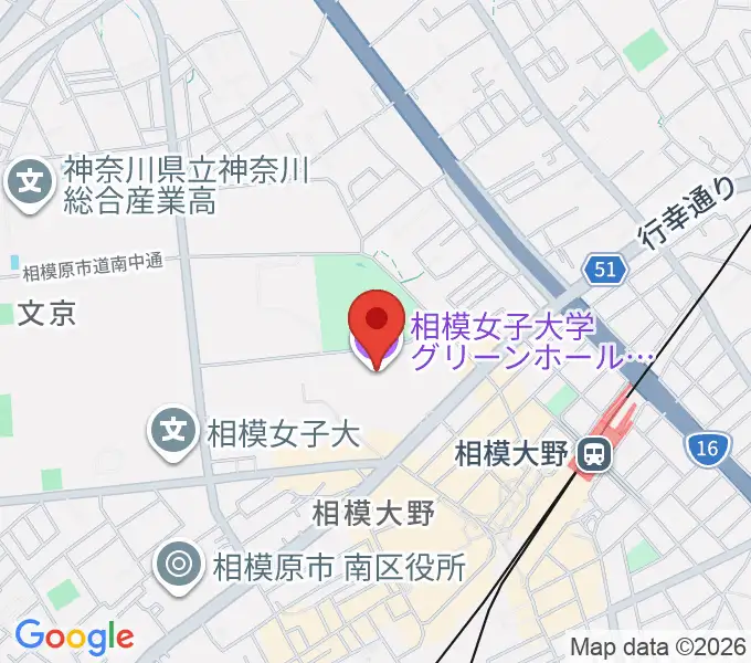相模女子大学グリーンホールの地図