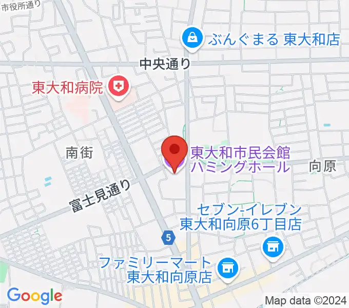 東大和市民会館ハミングホールの地図