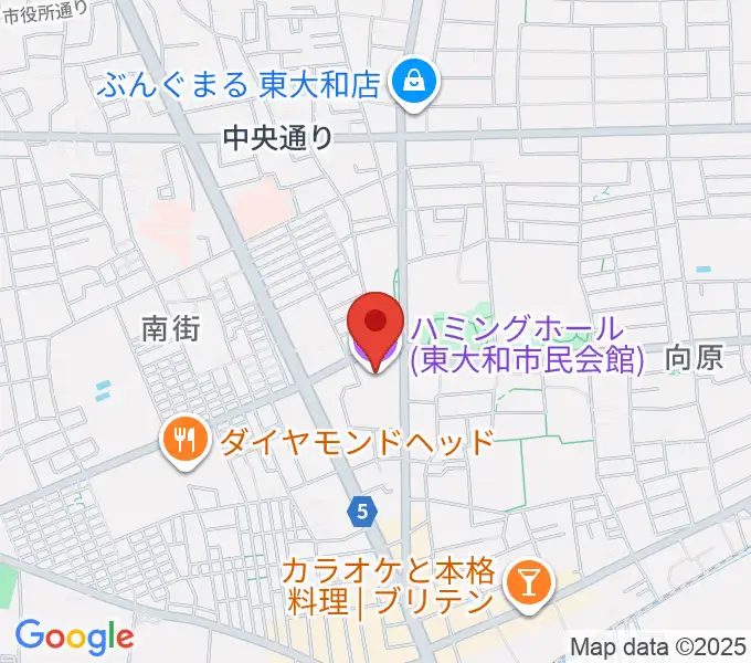 東大和市民会館ハミングホールの地図