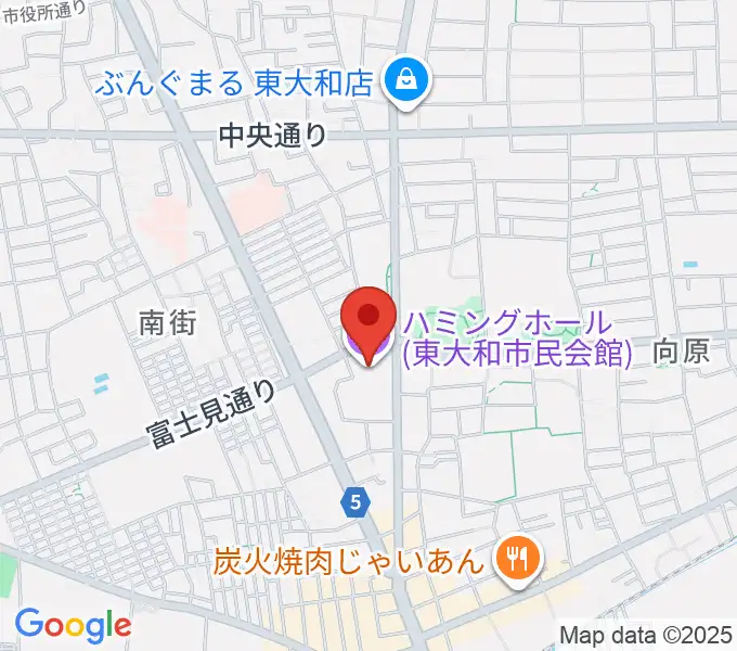東大和市民会館ハミングホールの地図