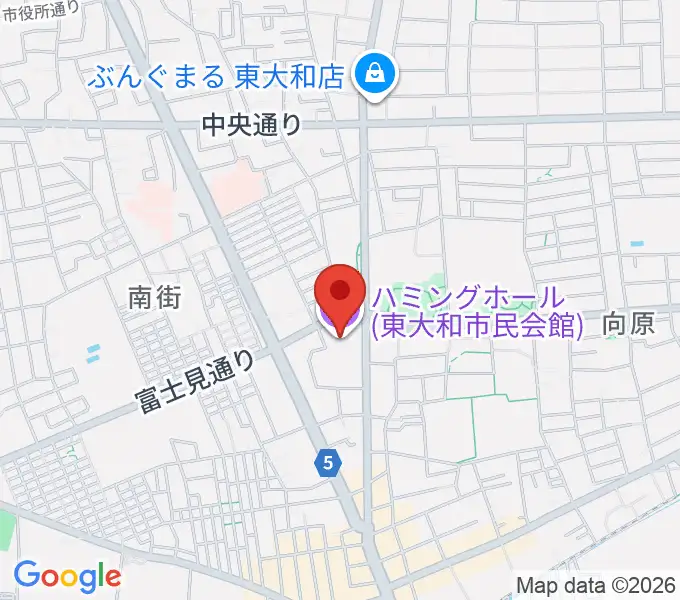 東大和市民会館ハミングホールの地図