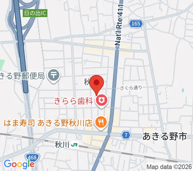 S&D秋川キララホールの地図