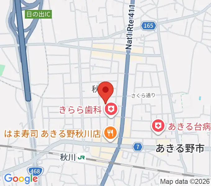 S&D秋川キララホールの地図