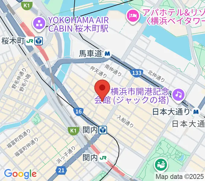横浜関内ホールの地図