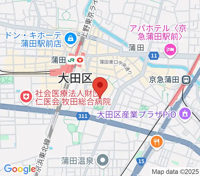 大田区民ホール・アプリコの地図