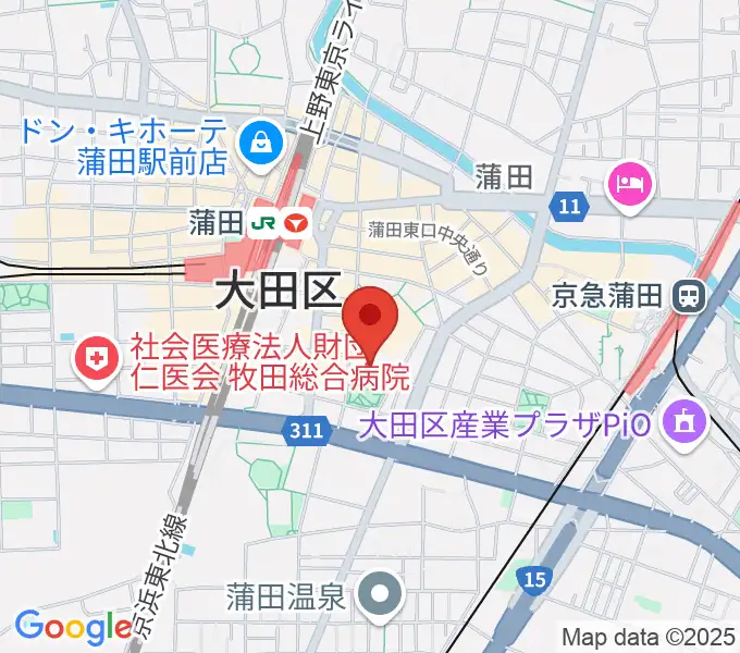 大田区民ホール・アプリコの地図