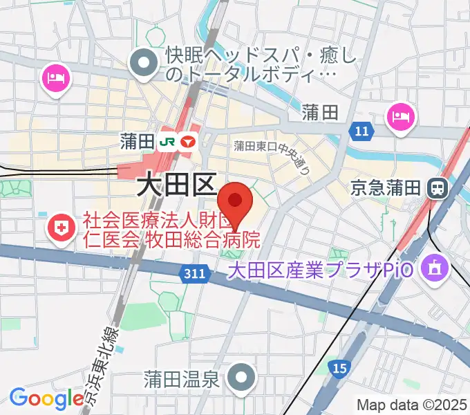 大田区民ホール・アプリコの地図