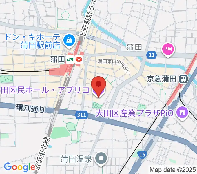 大田区民ホール・アプリコの地図