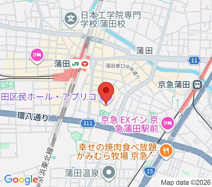 大田区民ホール・アプリコの地図