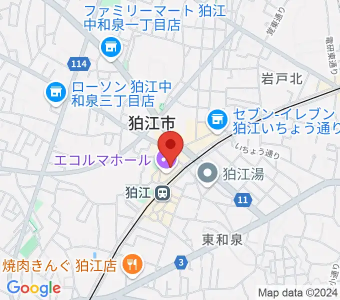 狛江エコルマホールの地図