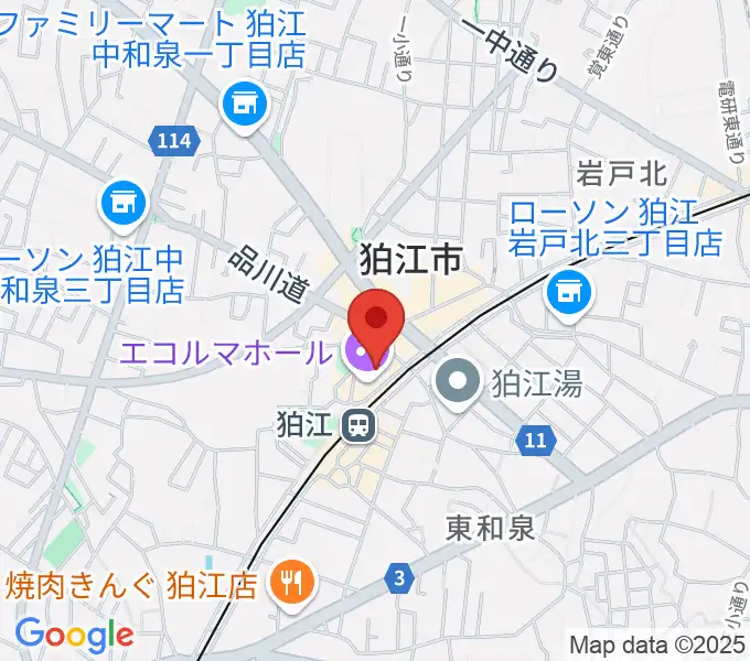狛江エコルマホールの地図