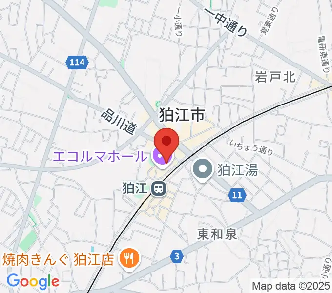狛江エコルマホールの地図