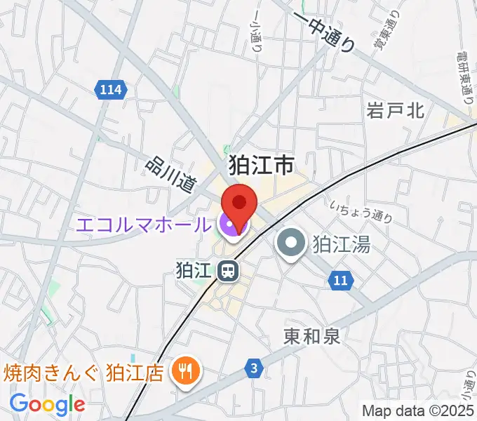 狛江エコルマホールの地図