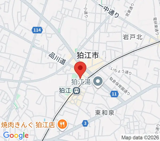 狛江エコルマホールの地図
