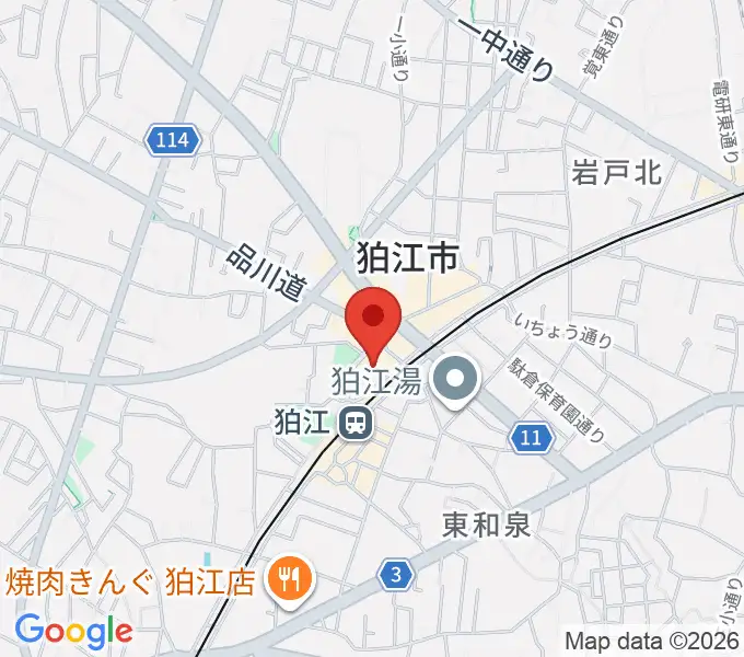 狛江エコルマホールの地図