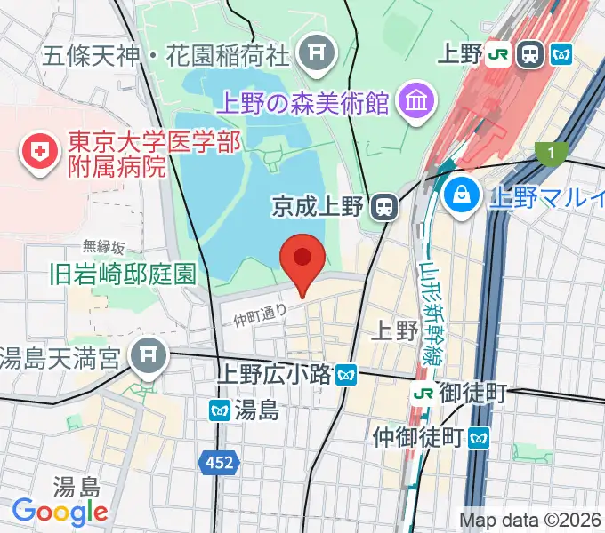 上野ANTON STUDIOの地図