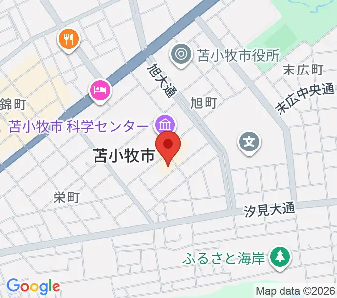 苫小牧市文化会館の地図