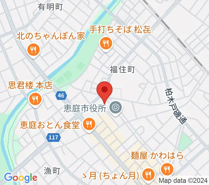 恵庭市民会館の地図