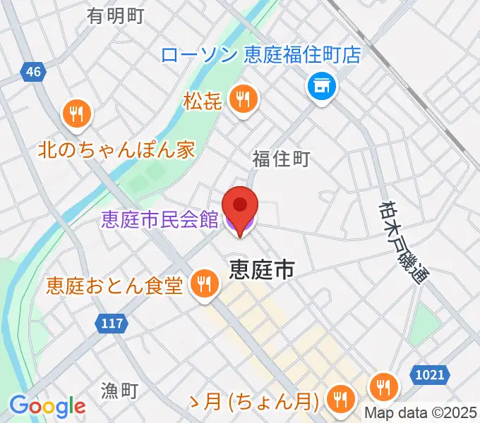 恵庭市民会館の地図