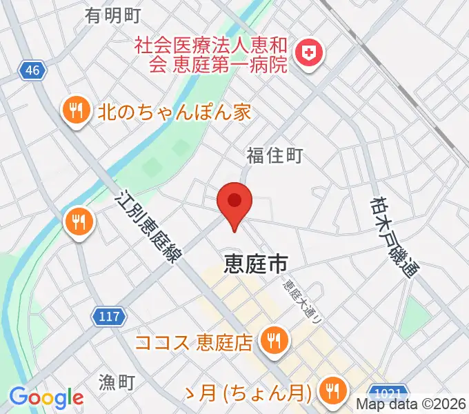 恵庭市民会館の地図