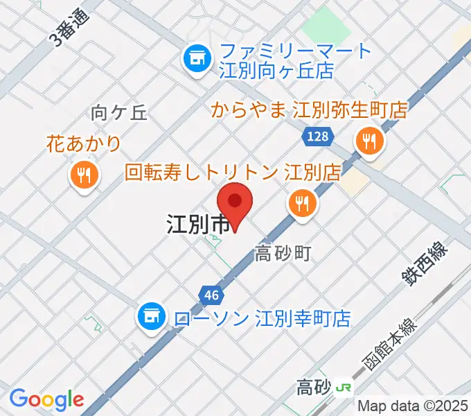 江別市民会館の地図