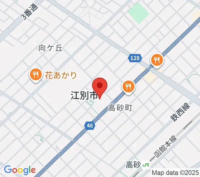江別市民会館の地図