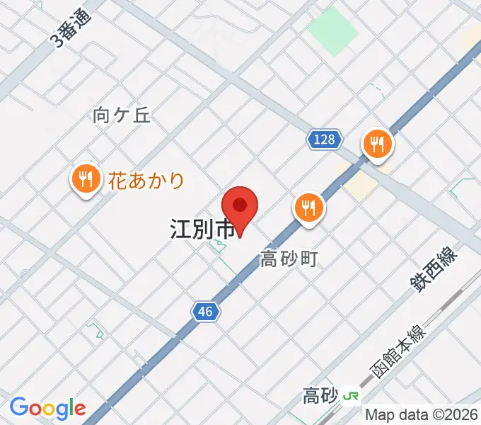 江別市民会館の地図