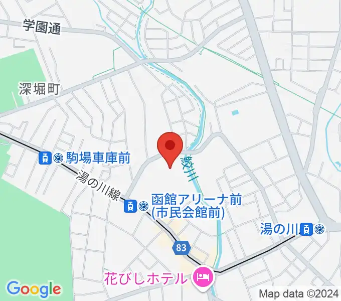 函館市民会館の地図