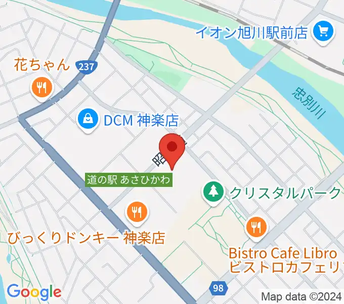 旭川市大雪クリスタルホールの地図