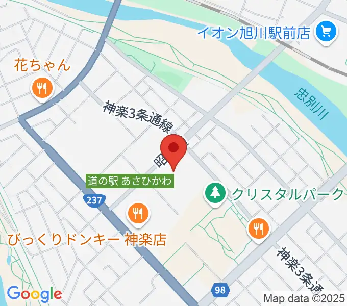 旭川市大雪クリスタルホールの地図